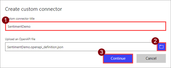 在 Power Automate 中上传 OpenAPI 文件